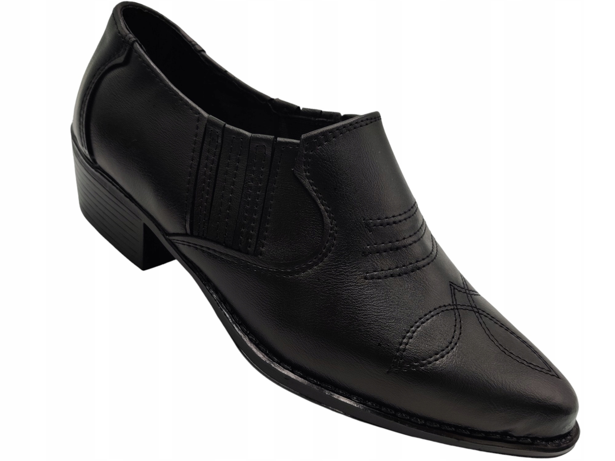 Kowbojki Męskie Niskie Czarne Eko Skóra