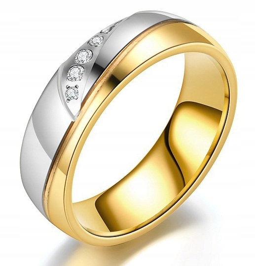 PIĘKNA OBRĄCZKA ŚLUBNA PIERŚCIONEK 316L STAL r.22