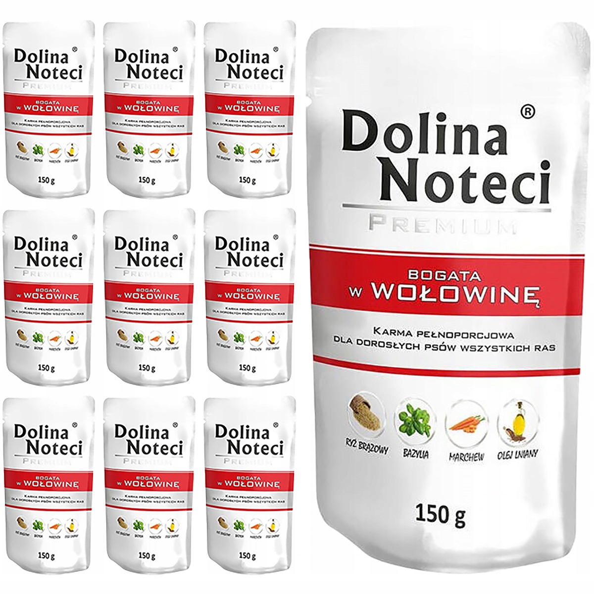 Levně 10 x Krmivo krmivo pro psy Hovězí maso Dolina Noteci Premium 150 g