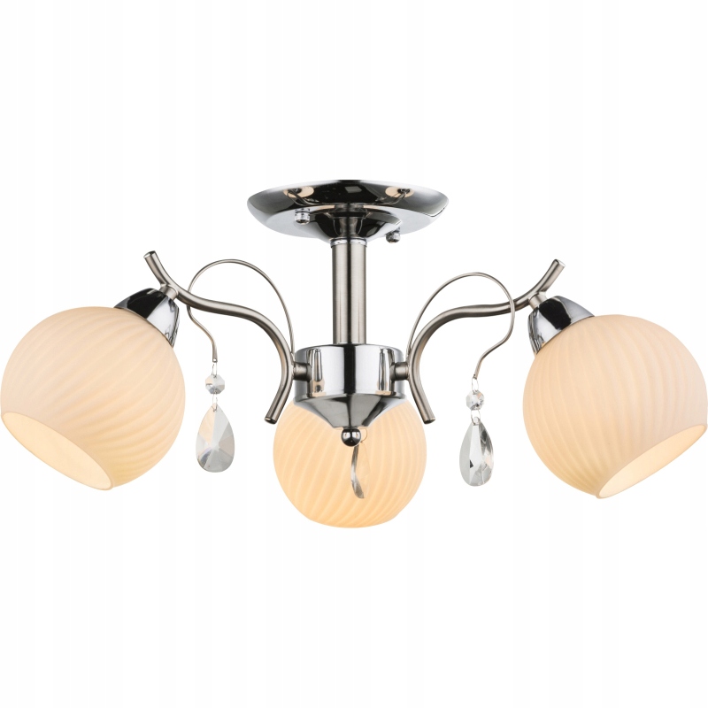 Stropná lampa Perdita 3xE14 sklenená s kolík s kryštálikom, elegantná, klasická
