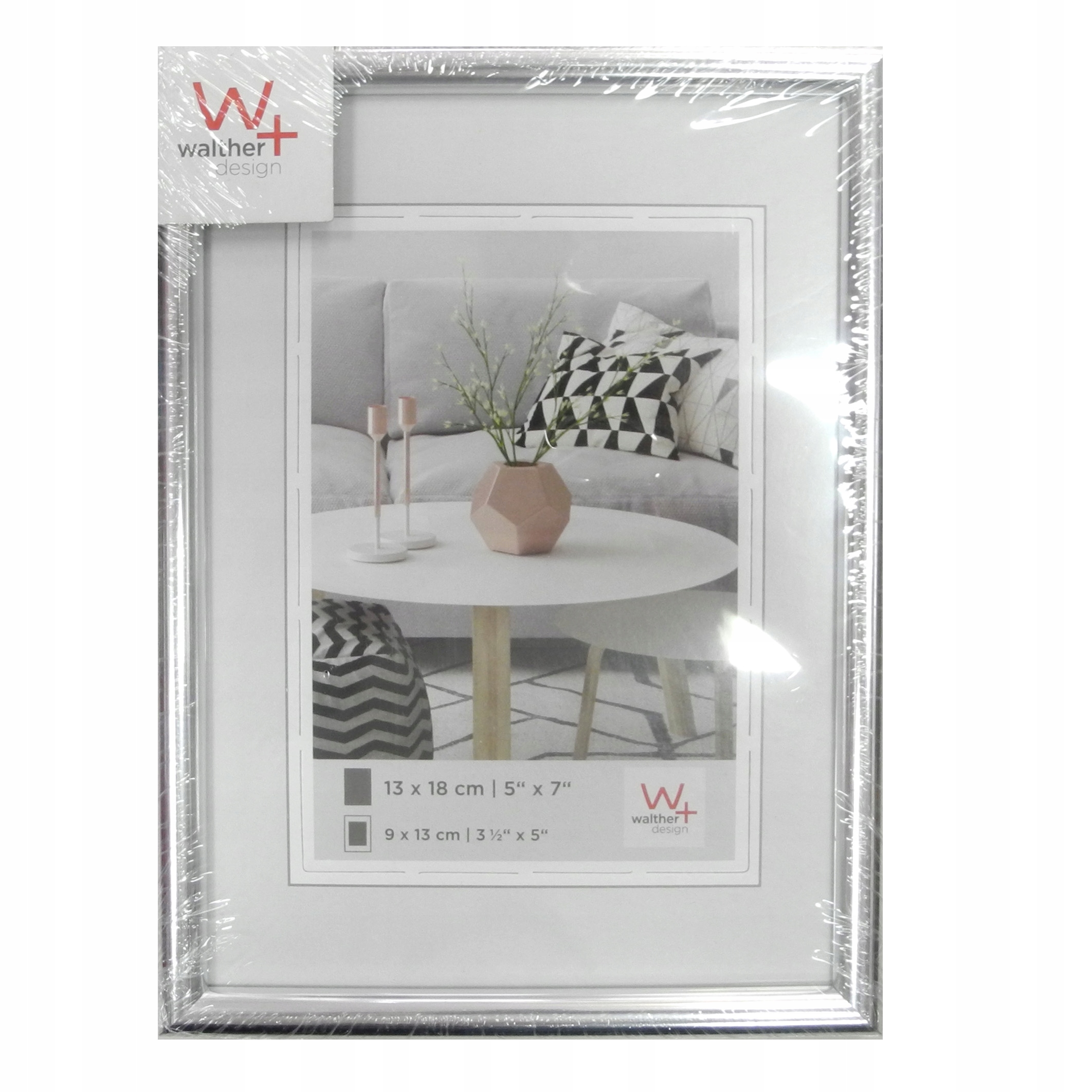 Ramka passepartout 13x18 srebrna Walther Design