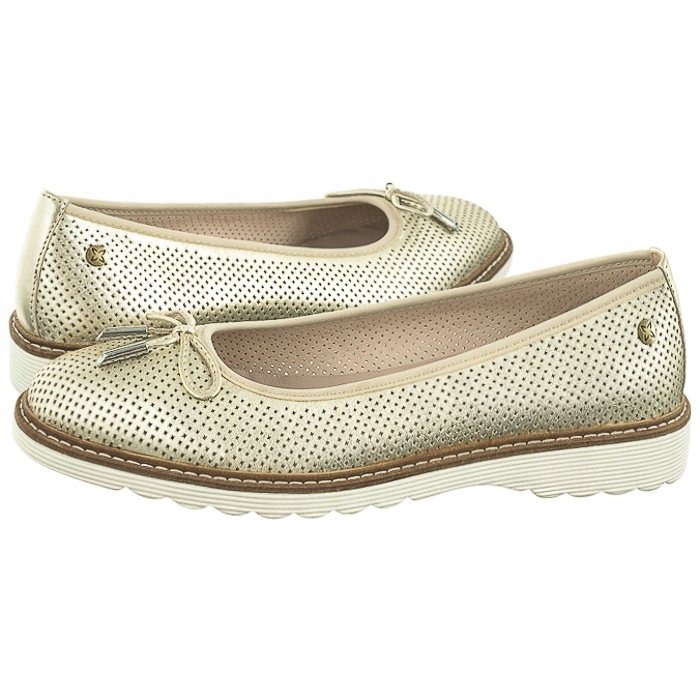 Dámské kožené baleríny Maciejka Zlaté P6509-25 Gold