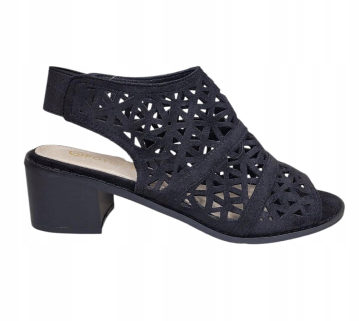 Potocki Ažurové Sandály Na Klocku 25-20331BK Černé vel. 39