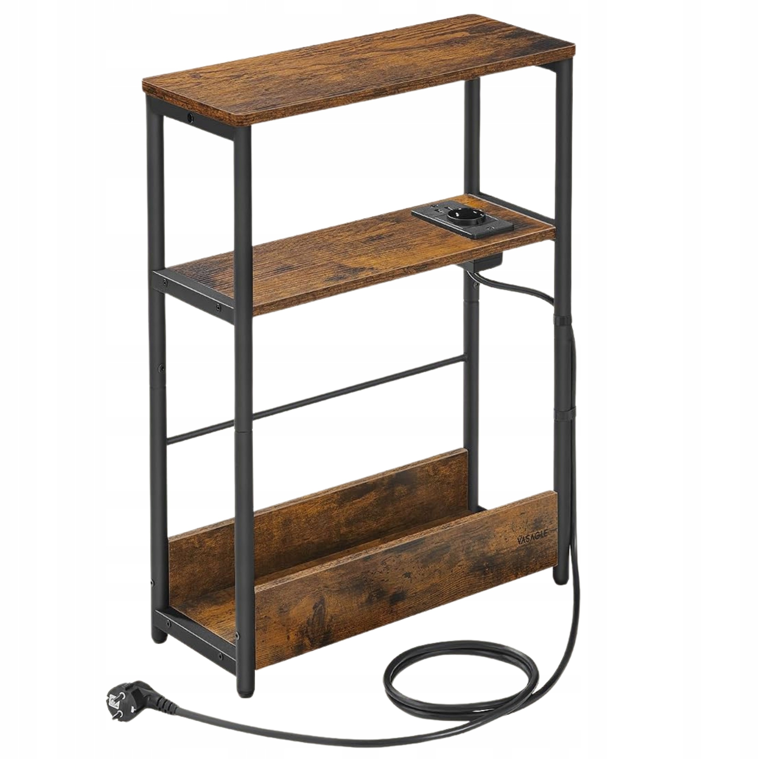 Noční stolek Úzký s Usb 45x18x58 cm Boční skříňka s nabíječkou Loft