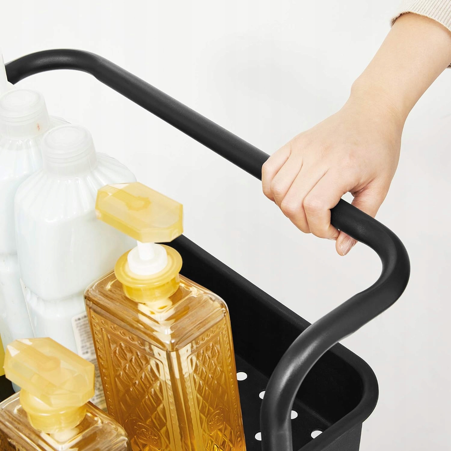 WÓZEK KUCHENNY REGAŁ NA KÓŁKACH 3 PÓŁKI SZAFKA Z UCHWYTEM MOBILNY WĄSKI Wysokość mebla 86.5 cm