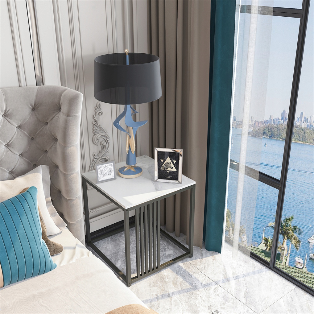 Biały Marmur Stolik Kawowy Blat Kwadrat Szerokość mebla 40 cm