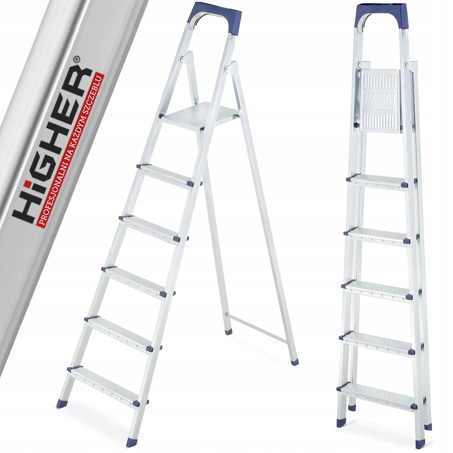 Žebřík domácí žebřík ocelový galvanizovaný, kovový, 6 stupňů, 125 kg