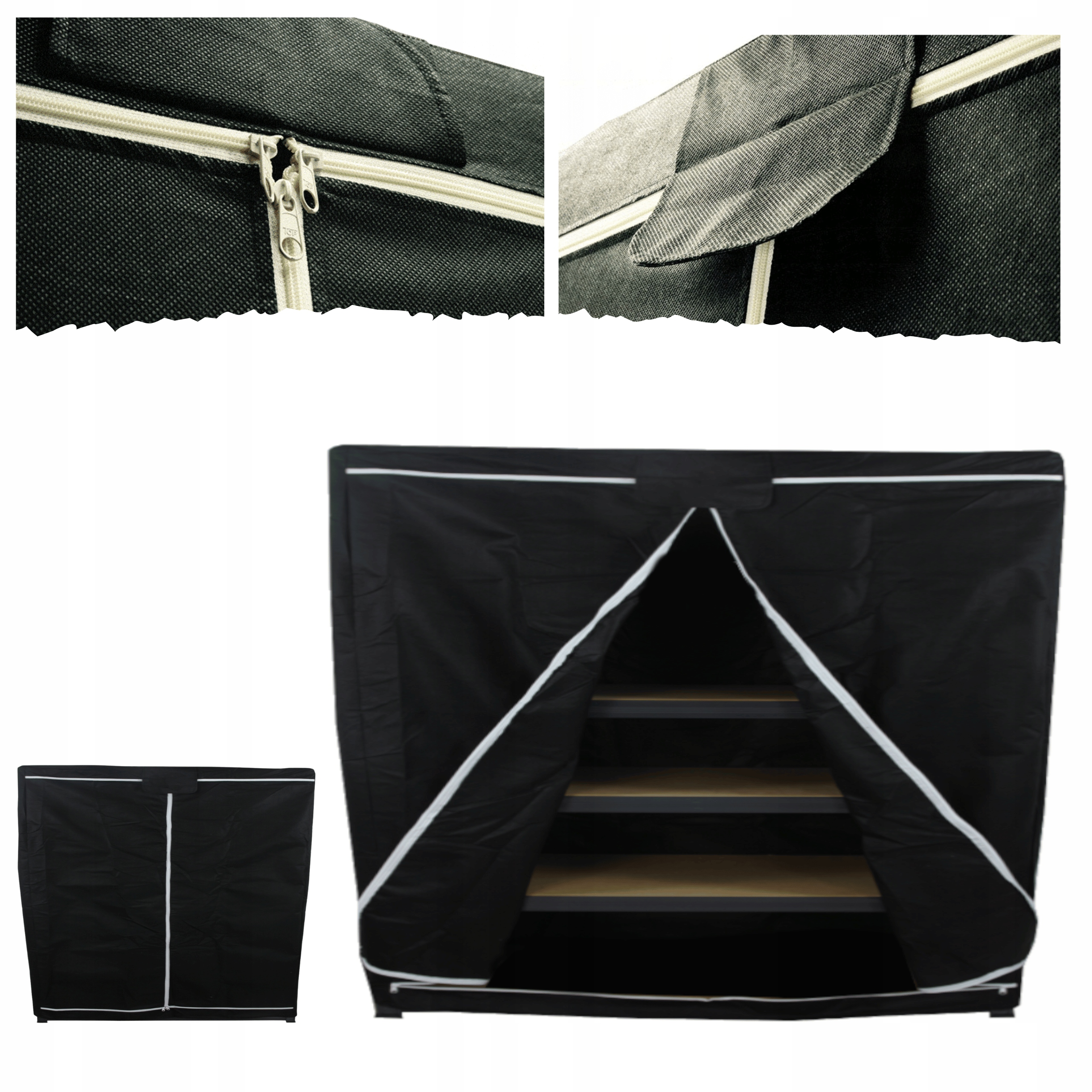 Ochranný obal na regál 106X150X60cm pouzdro na stojan Černé Trvanlivé