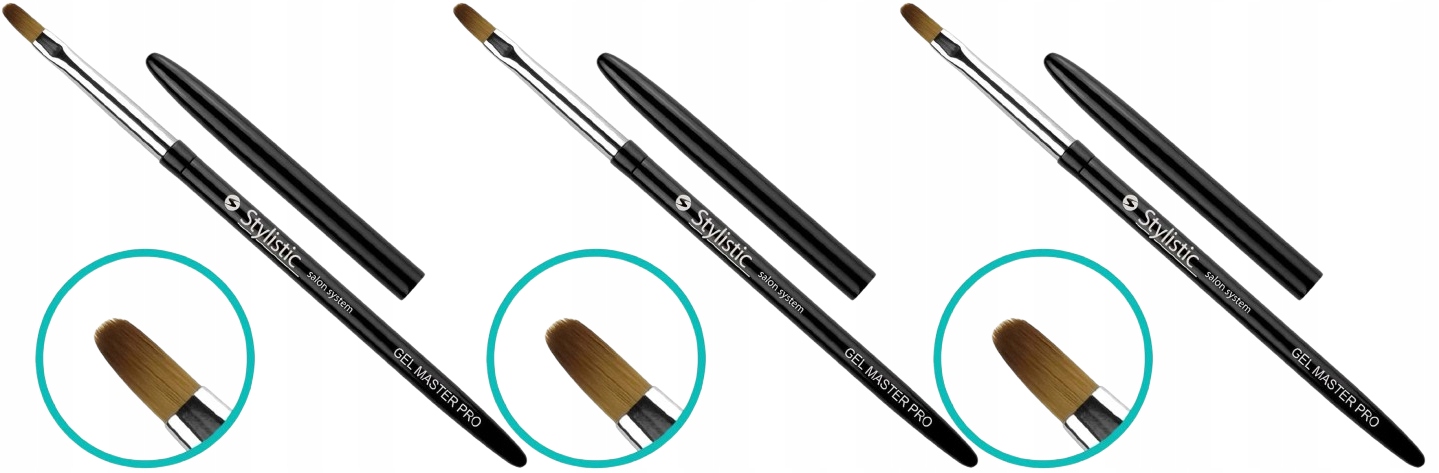 3 kusy Stylistic štětec Gel Master Pro Plochý oválný tvar Pohodlí