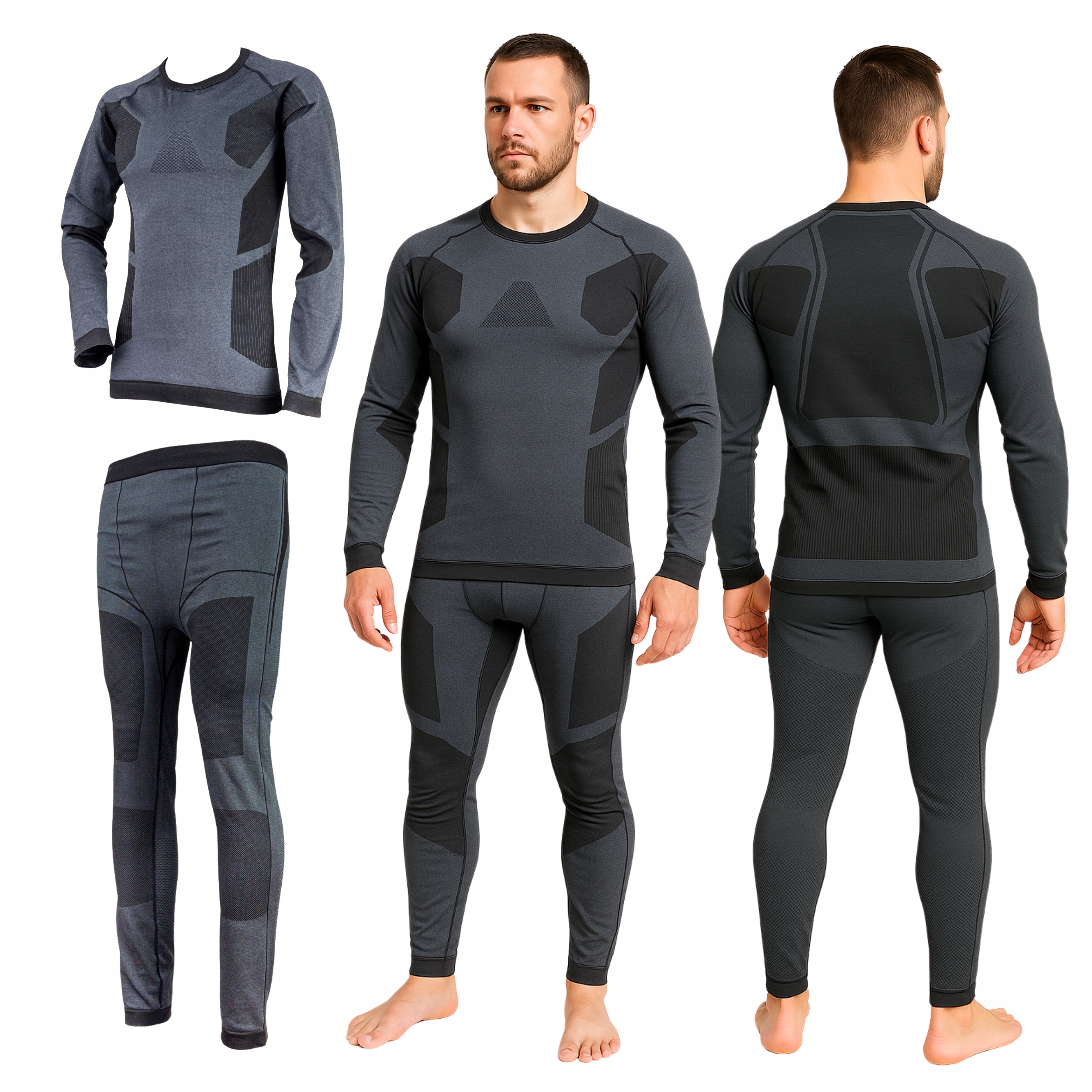 Termoaktivní Prádlo pánský komplet Kalhoty Tričko Elastická Lehká 3XL