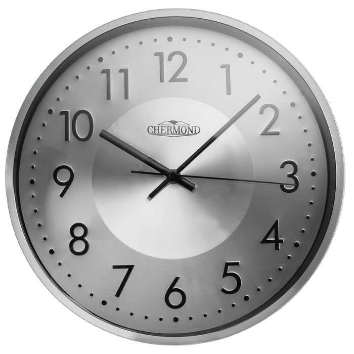 Zegar ścienny CHERMOND srebrny 32cm + Bateria