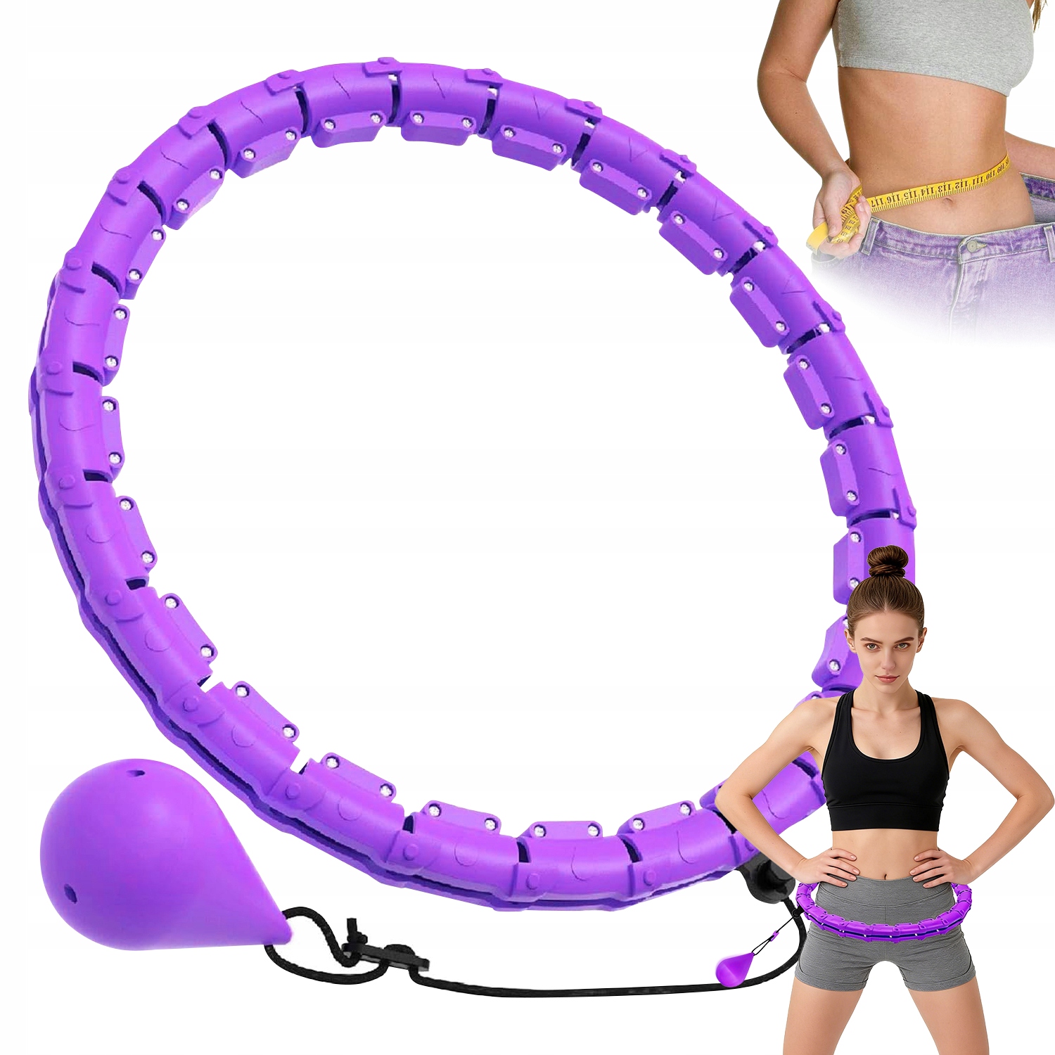 Hula Hoop Fioletowy 115CM Z Odważnikiem 24 Części Obręcz Treningowa