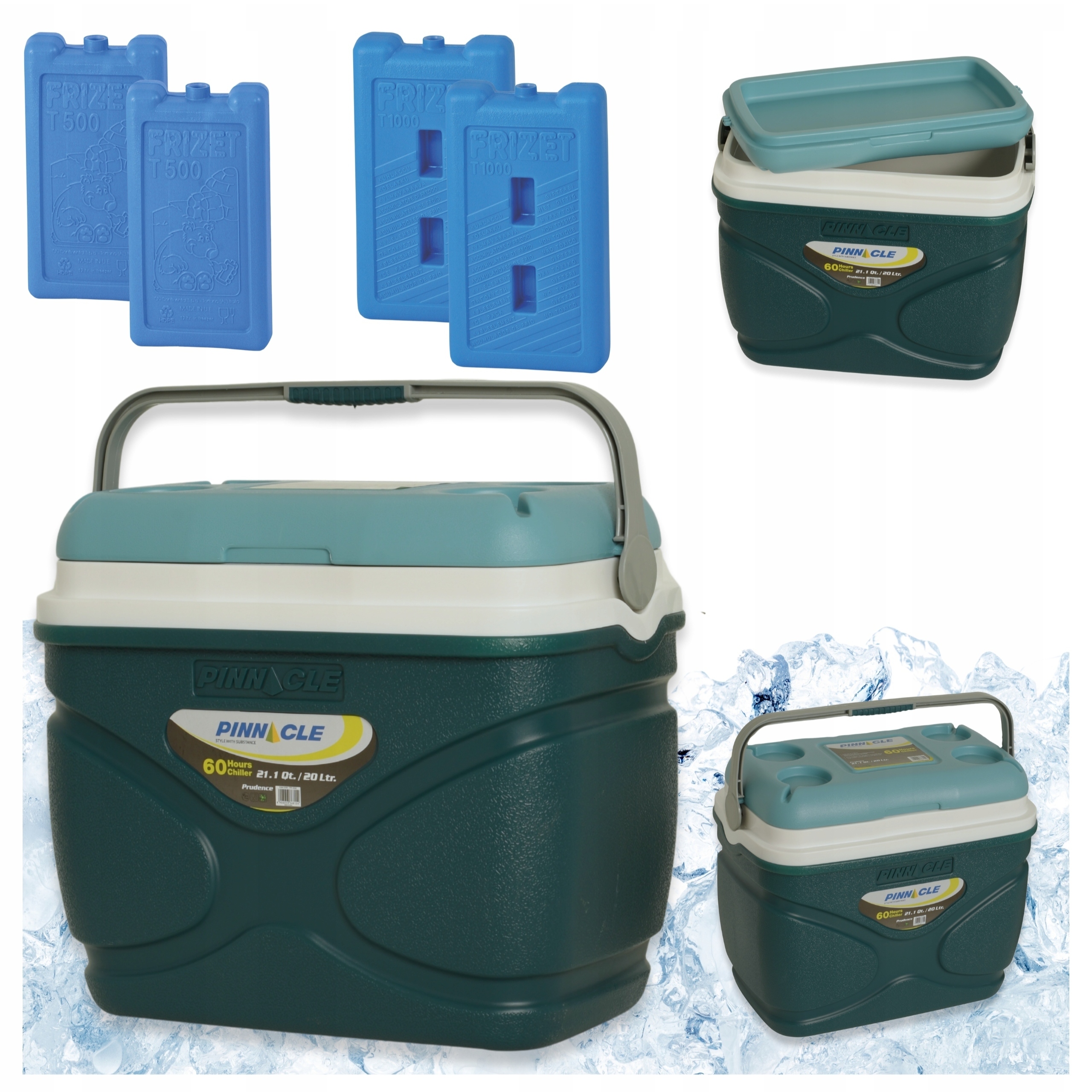 Velká turistická lednička Pinnacle 20 l modrá 4 náplně 2x 500 ml 2x 1000 ml