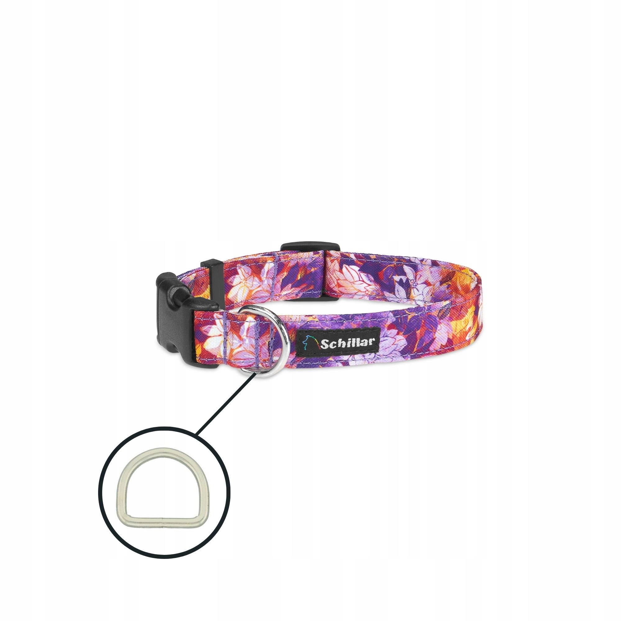 Obojek na sponu pro velkého psa s barevnými podzimními květy L XL 40-60 cm