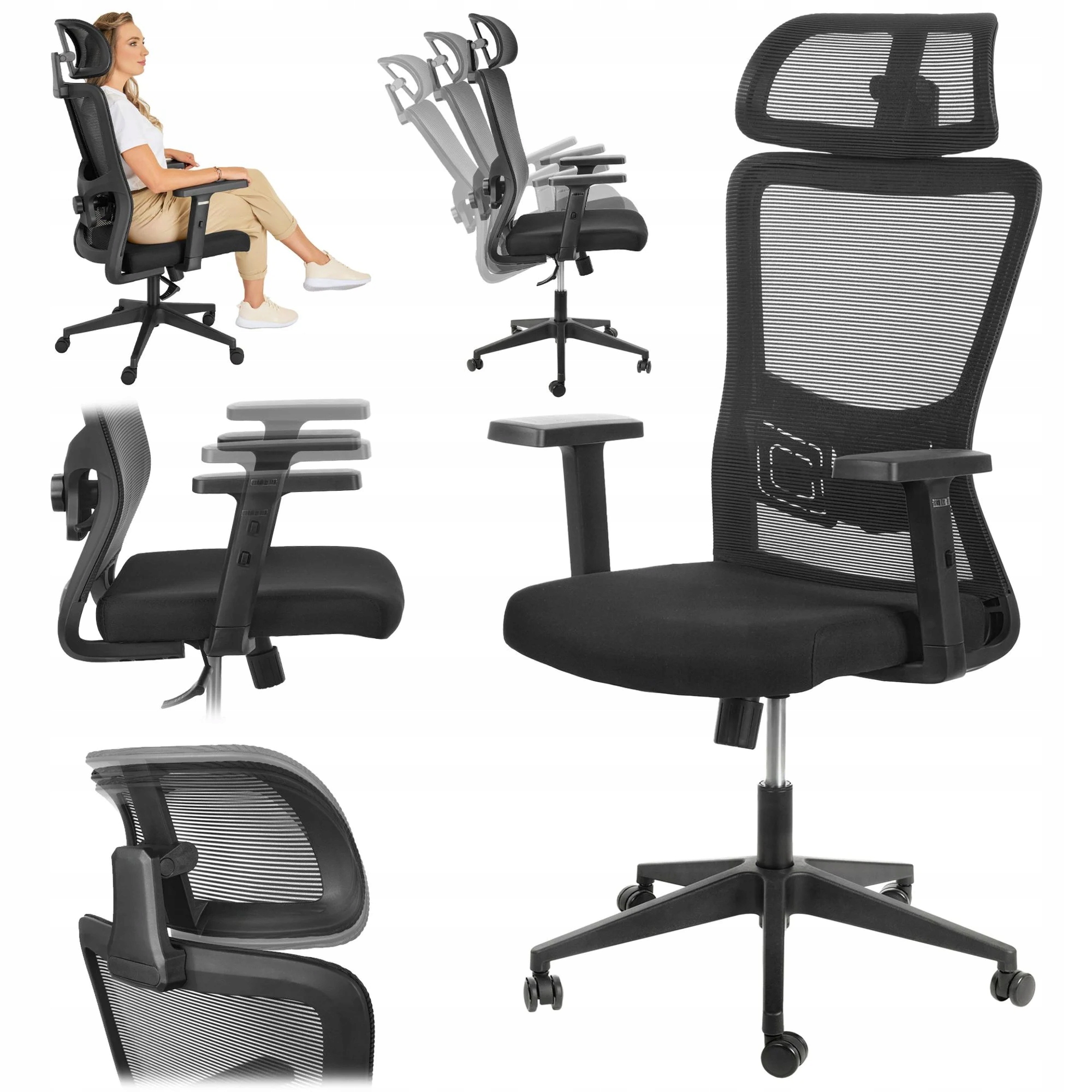 Fotel Gamingowy Biurowy Obrotowy Krzesło Do Biura Materiałowy Ergonomiczny