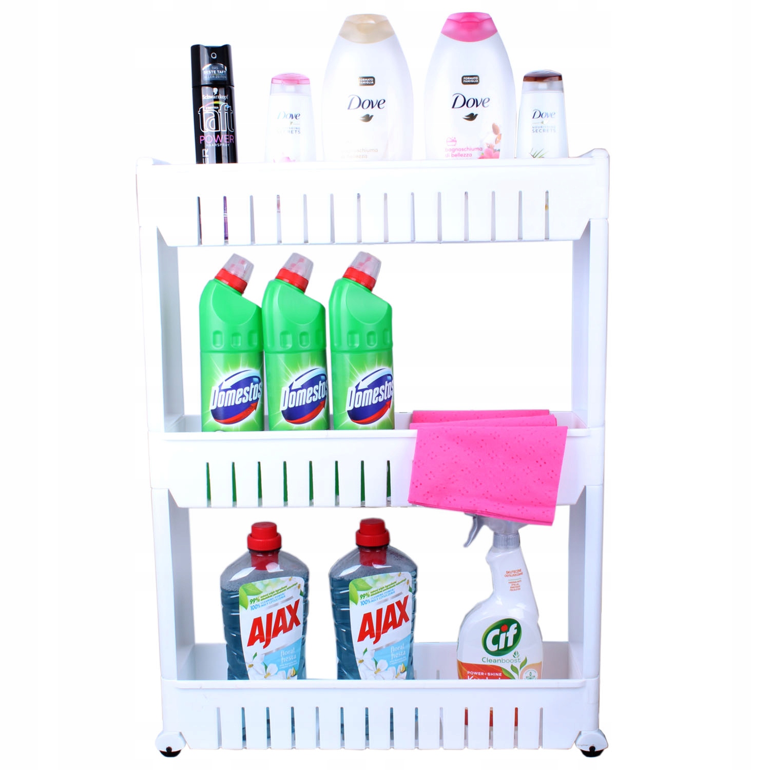 

Szafka Łazienkowa Mobilna Regał Na Kółkach Półka