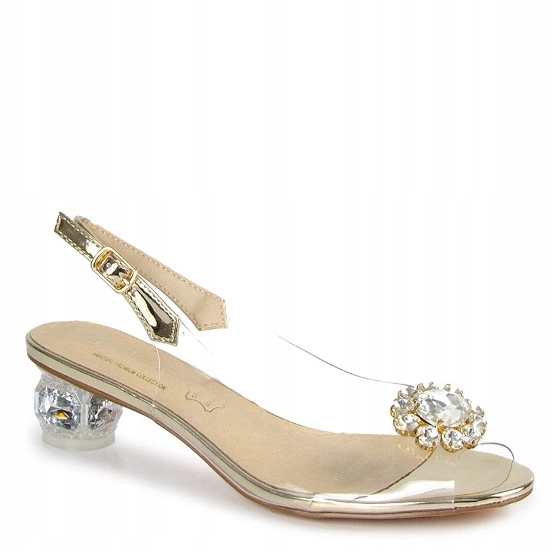 S.barski MR38-291 Transparentní Sandály S Ozdobou, Zlaté, 36