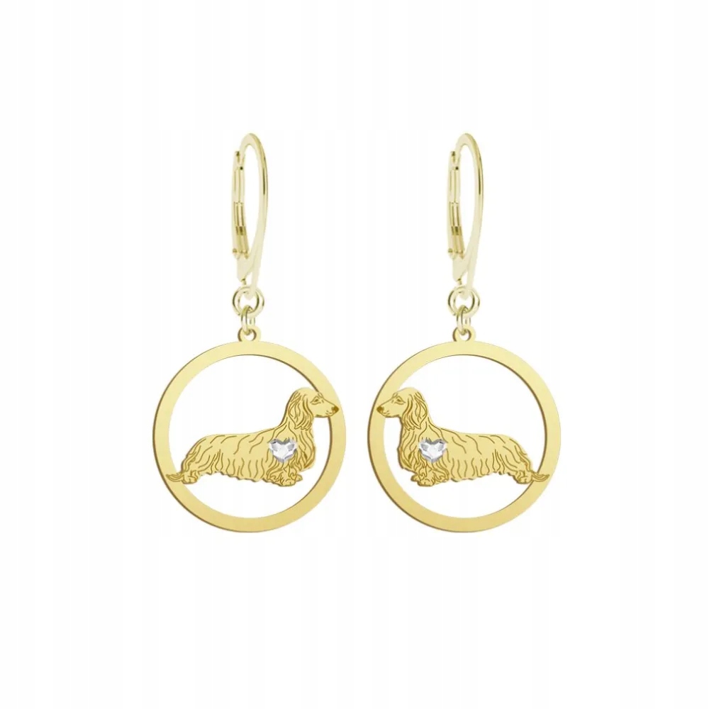 Náušnice Zlaté s dlouhosrstým jezevčíkem 925 Dárek Šperky Gravírování Dedikace