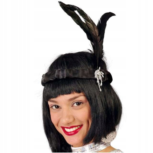 

Opaska Z Piórem Charlestone Retro Lata 20 Czarna