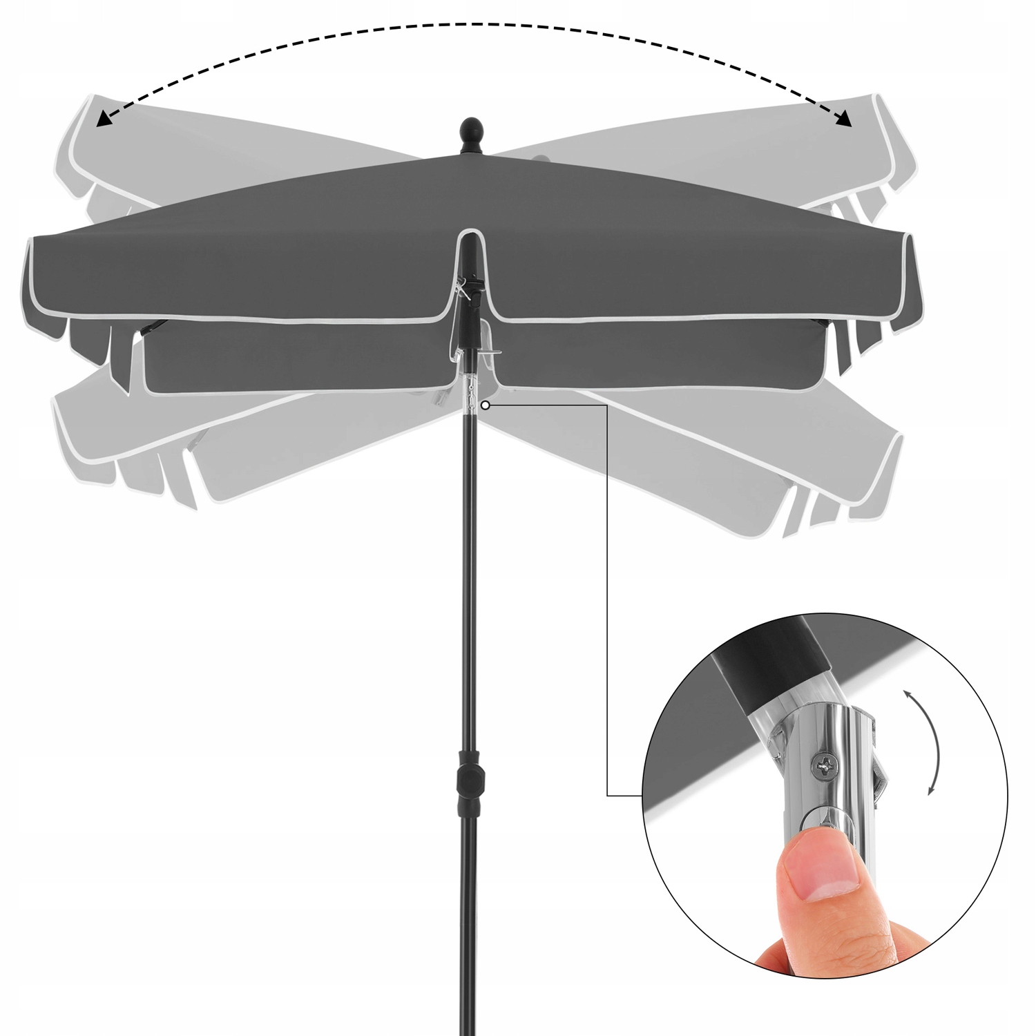 Садовый зонт Ø125cm пляжный с сумкой серый дополнительные особенности сломанная часть верхняя крышка в комплекте регулируемая высота