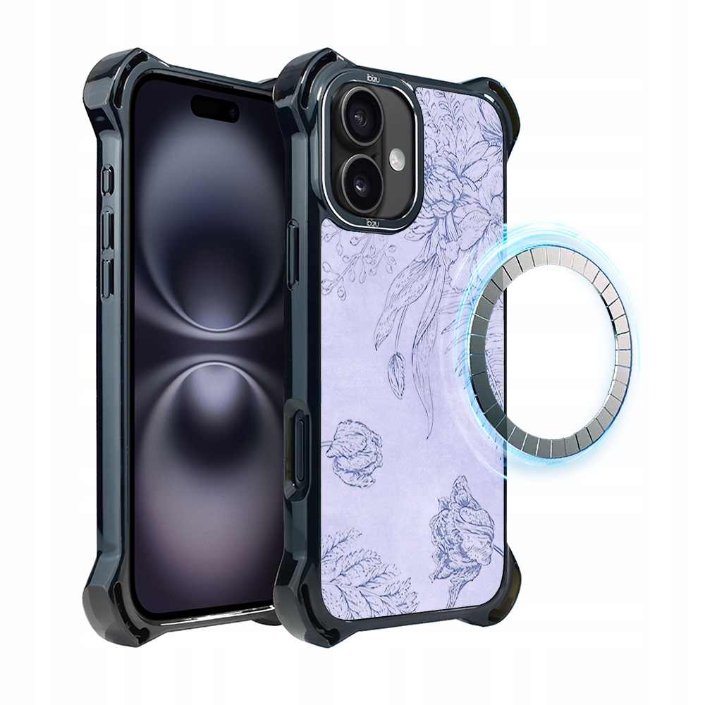 Pouzdro pro iPhone 16 Ibizu DropGuard Ultra s MagSafe, Květinový reliéf