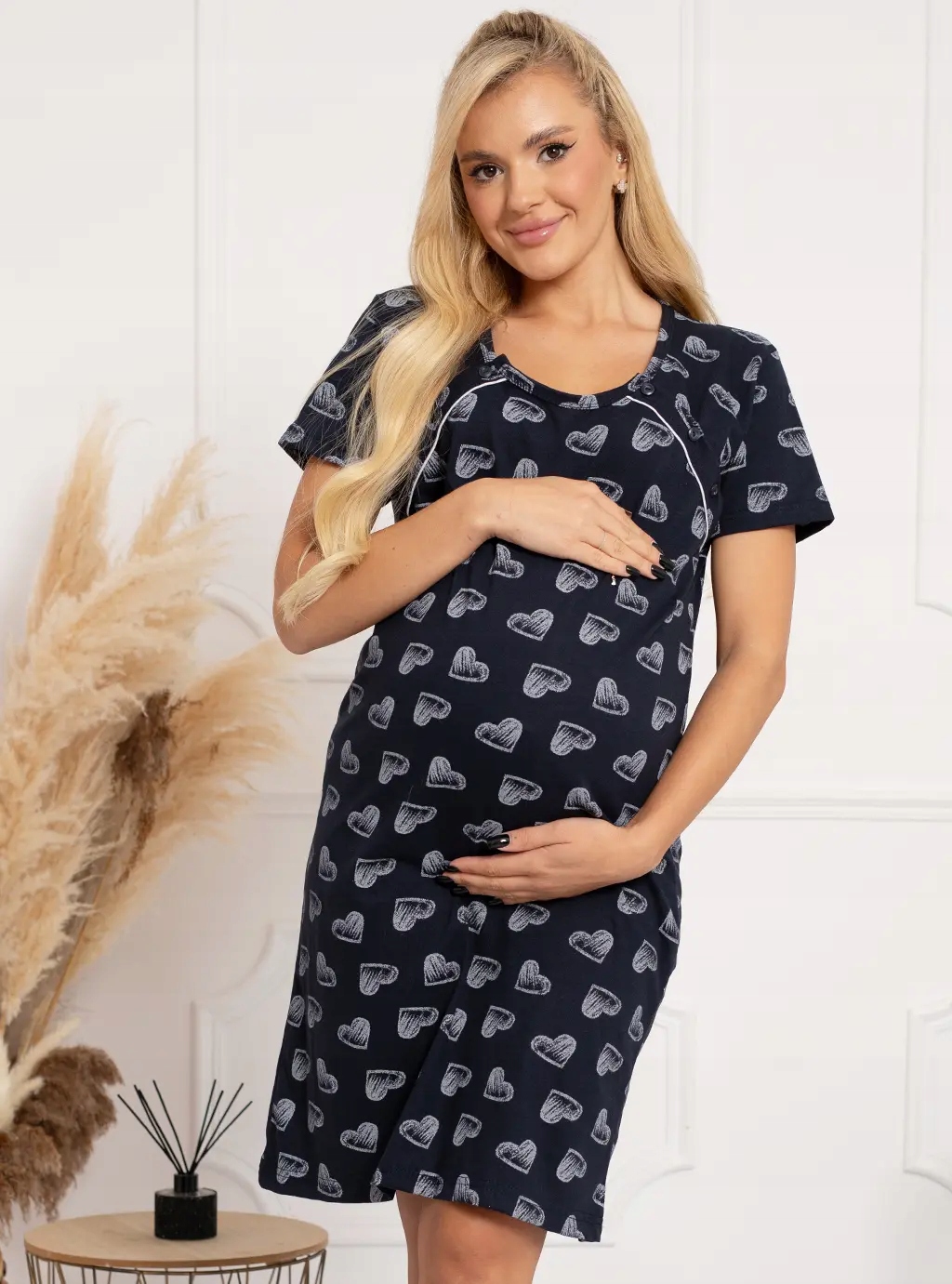 KOSZULA NOCNA PIŻAMA CIĄŻOWA PORODU KARMIENIA XXL Wzór dominujący print (nadruk)