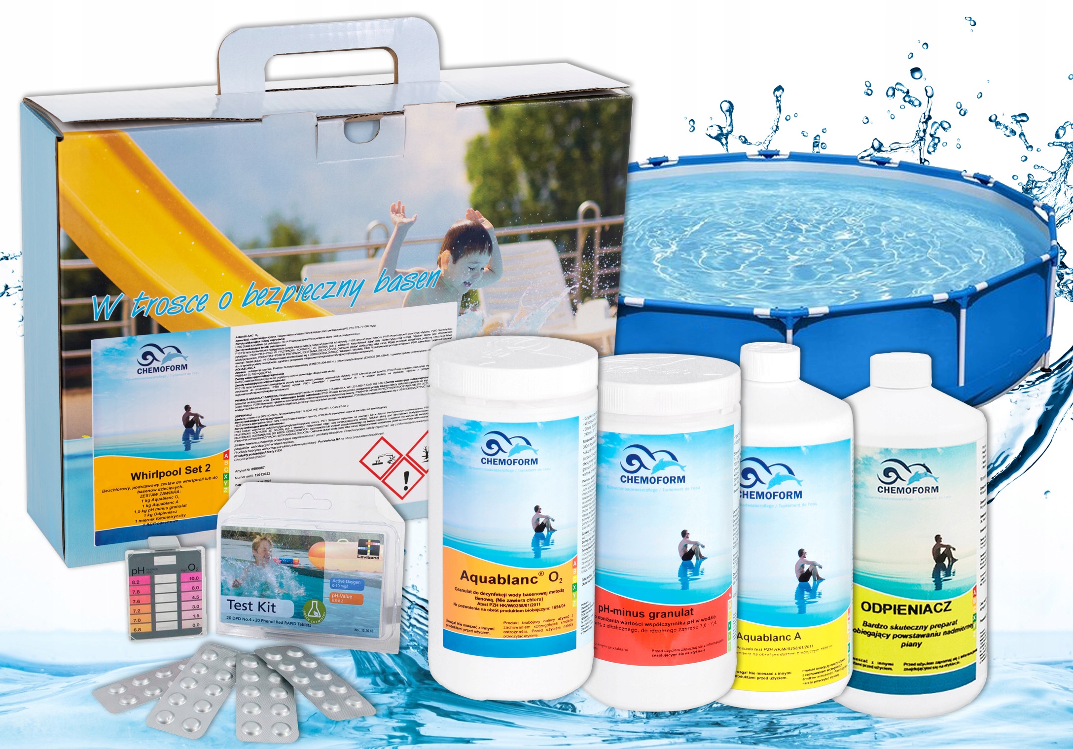 Aktywny Tlen Chemia do Jacuzzi Basenu Wanien Spa Whirlpool Bez Chloru Set2