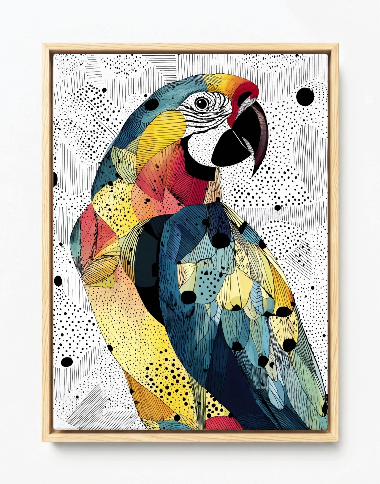 Obraz Rám Americký Box Grafika Pop Art Koláž Pták Barevný Papoušek 75x100