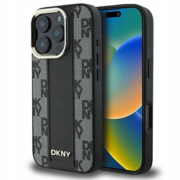 Kryt Dkny Pouzdro s kostkovaným vzorem pro iPhone 16 Pro Max – černý