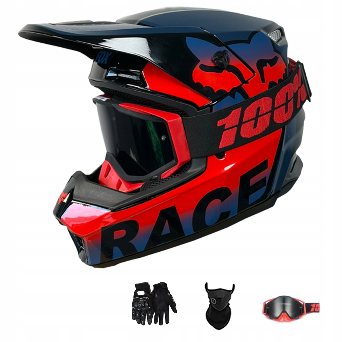 Motocyklová Přilba Lehká Enduro Quada Brýle Rukavice Maska XL