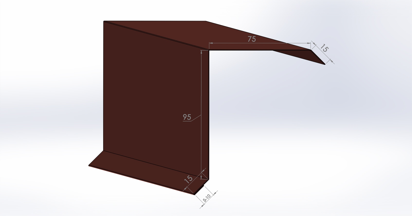 Wiatrownica mała górna czerwony MAT RAL3009 2mb