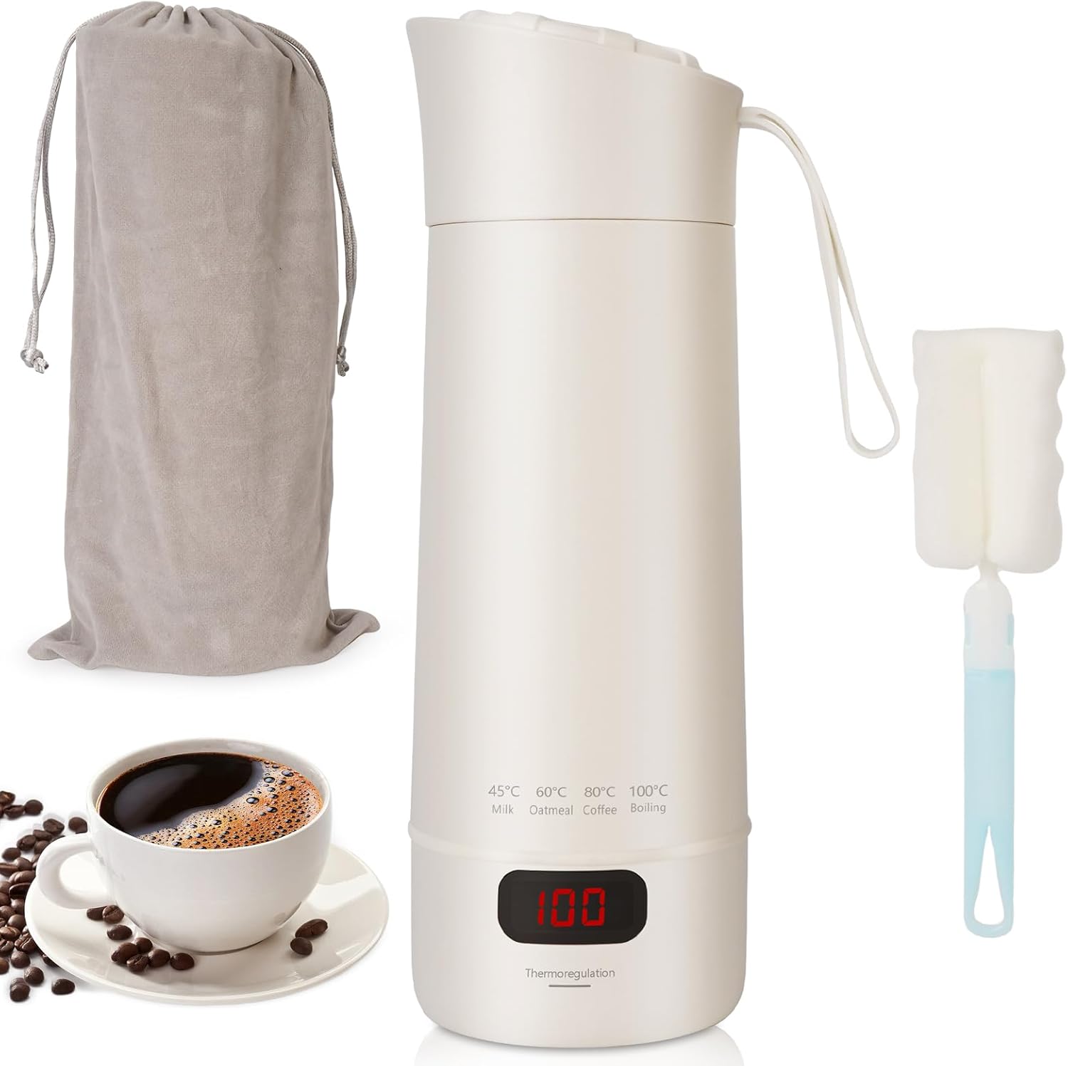 400 ML Přenosný Vyhřívaný Hrnek Do Auta, Termohrnek Na Kávu