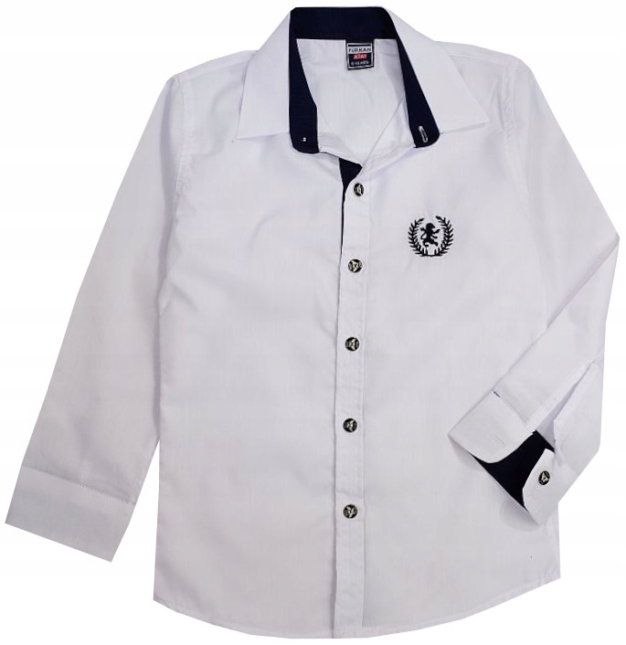 KOSZULA ELEGANCKA BIEL długi rękaw SZKOŁA 7 H203B