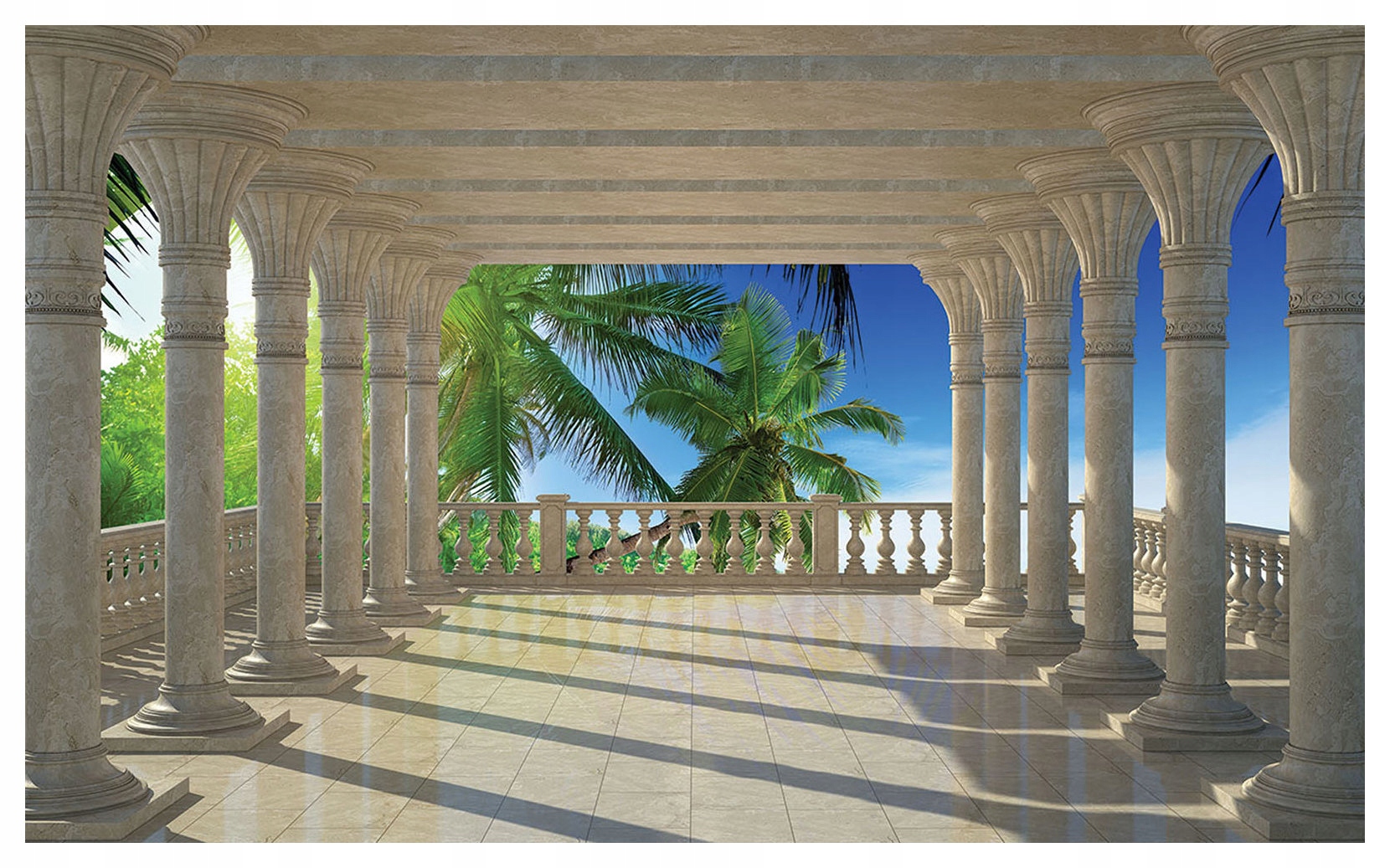 Fototapeta Palmy Kolonáda Tropické moře Ráj elegance 208x146 lepidlo