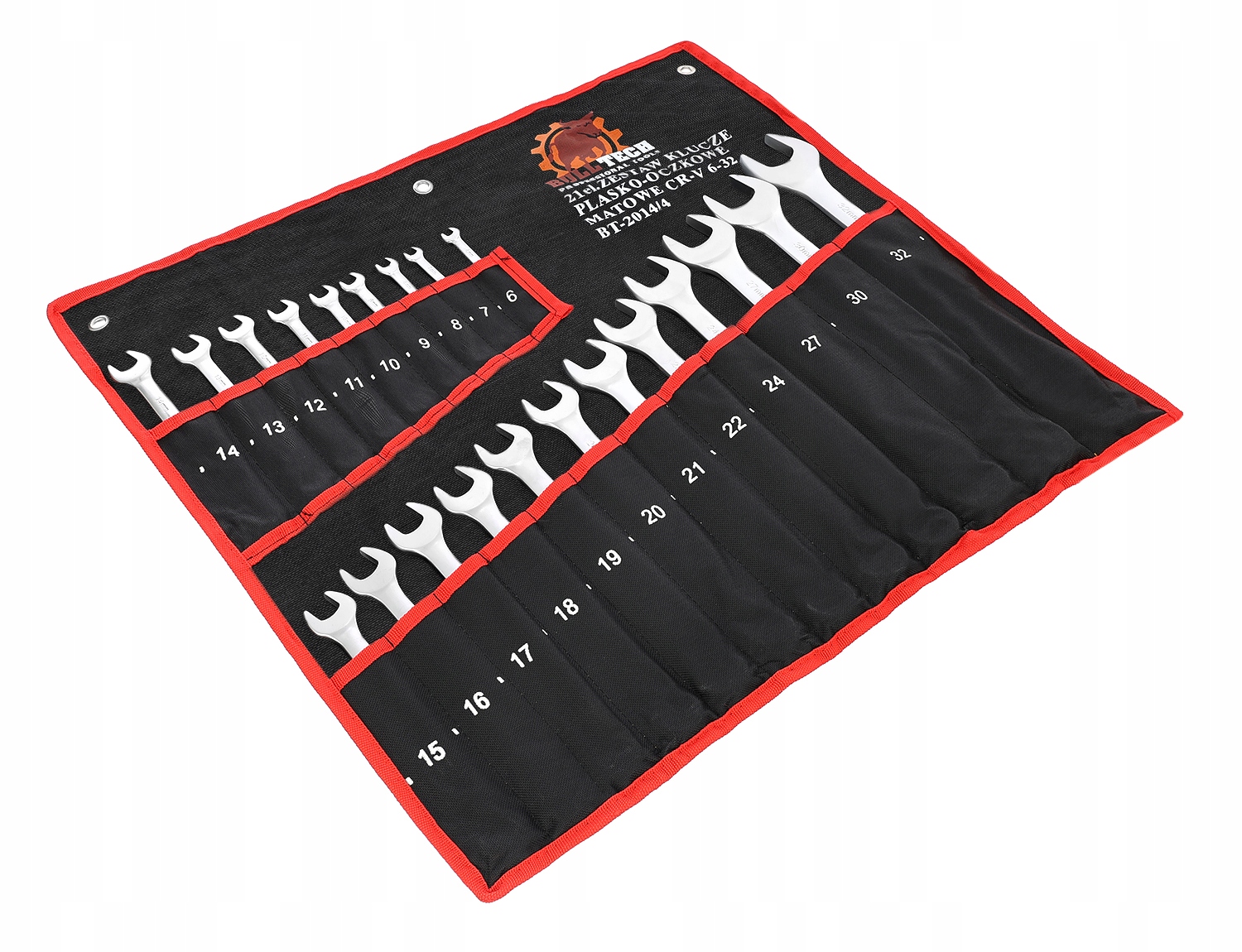 KLUCZE PŁASKIE OCZKOWE 6-32 ZESTAW KLUCZY PŁASKICH DUŻY KOMPLET KLUCZY 21EL Marka inna