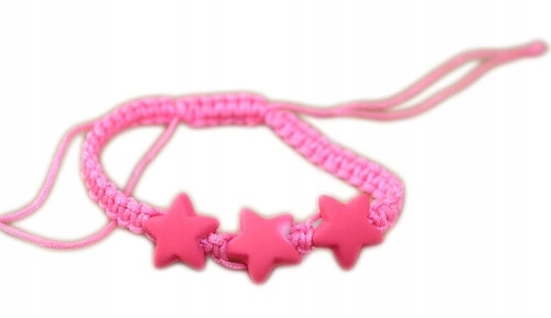 

-margut- Bransoletka sznurek gwiazdki jasny róż N