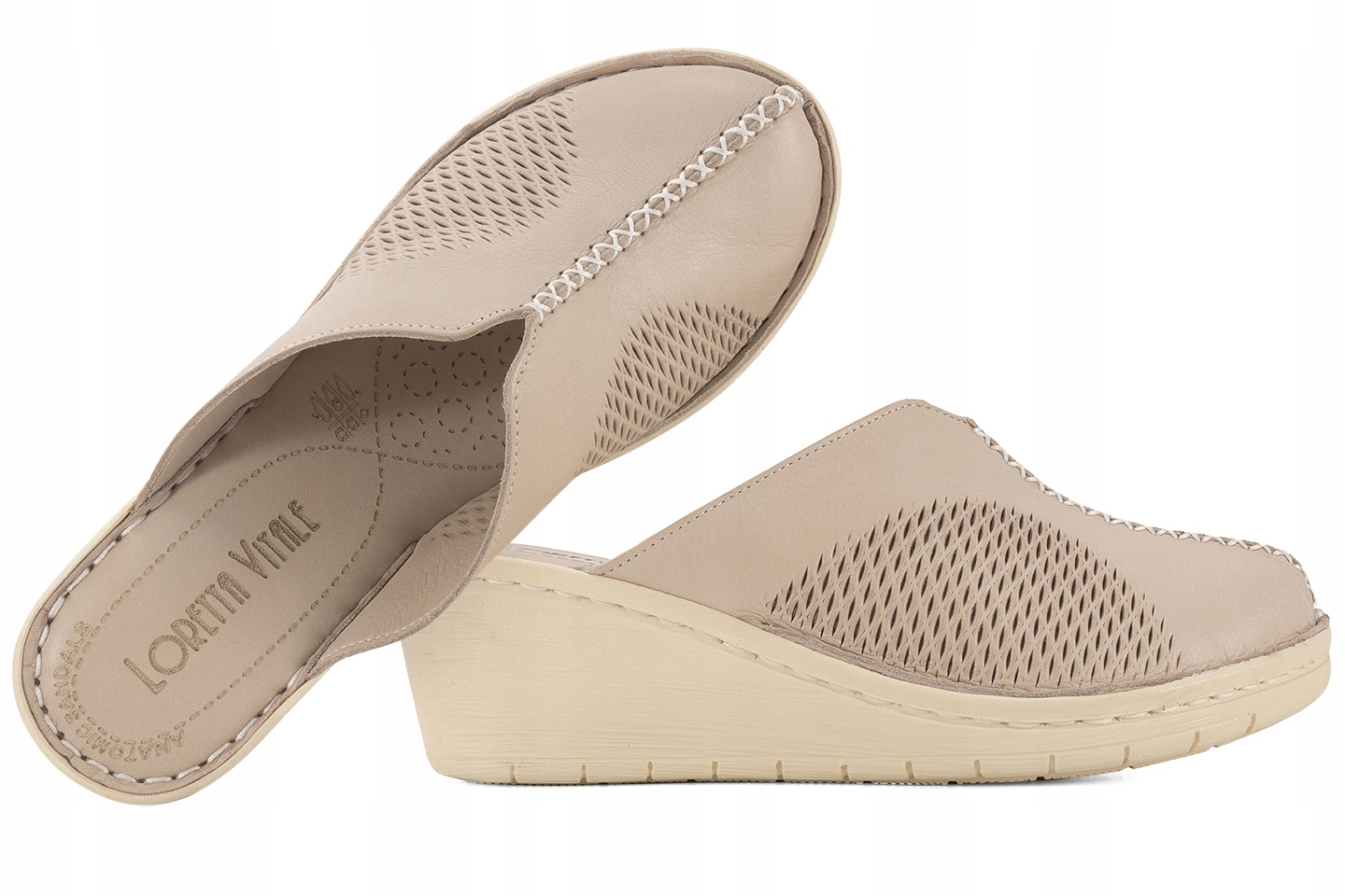 Loretta Vitale 759 Nazouváky Koturn Kůže Plná béžová 40 Béžová