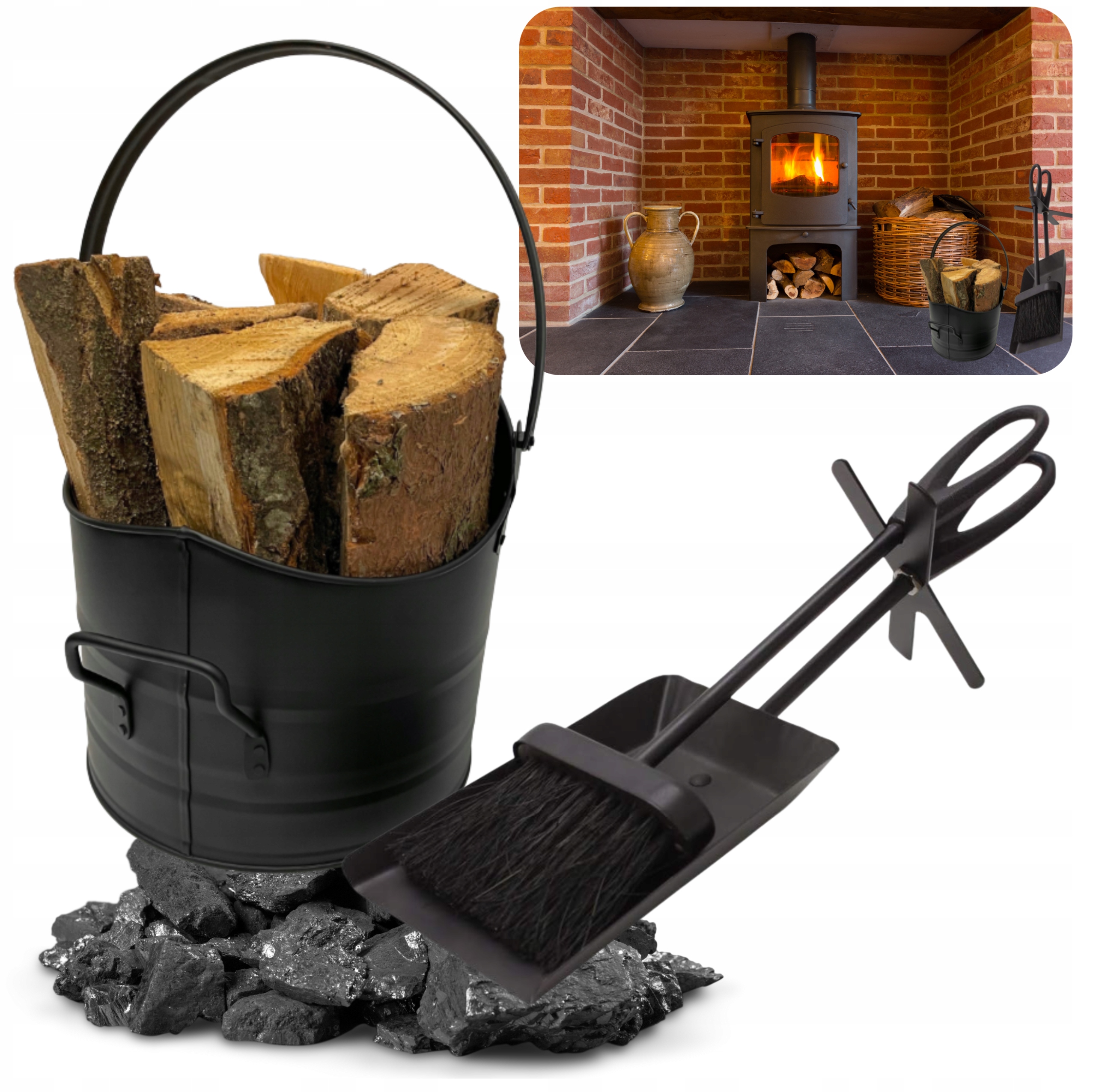 Krbové Nářadí Náčiní Uhlíř Koš Nádoba Na Popel Uhlí Smeták