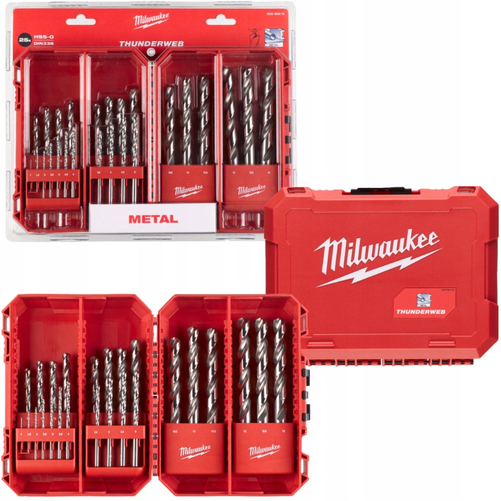 Sada vrtáků do kovu Milwaukee 25 Ks 1-13 mm Hss-g Thunderweb