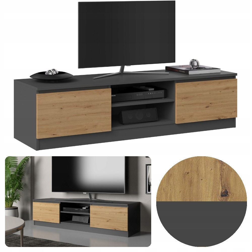 

Stolik Szafka Rtv Pod Tv 140 Antracyt Dąb Artisan