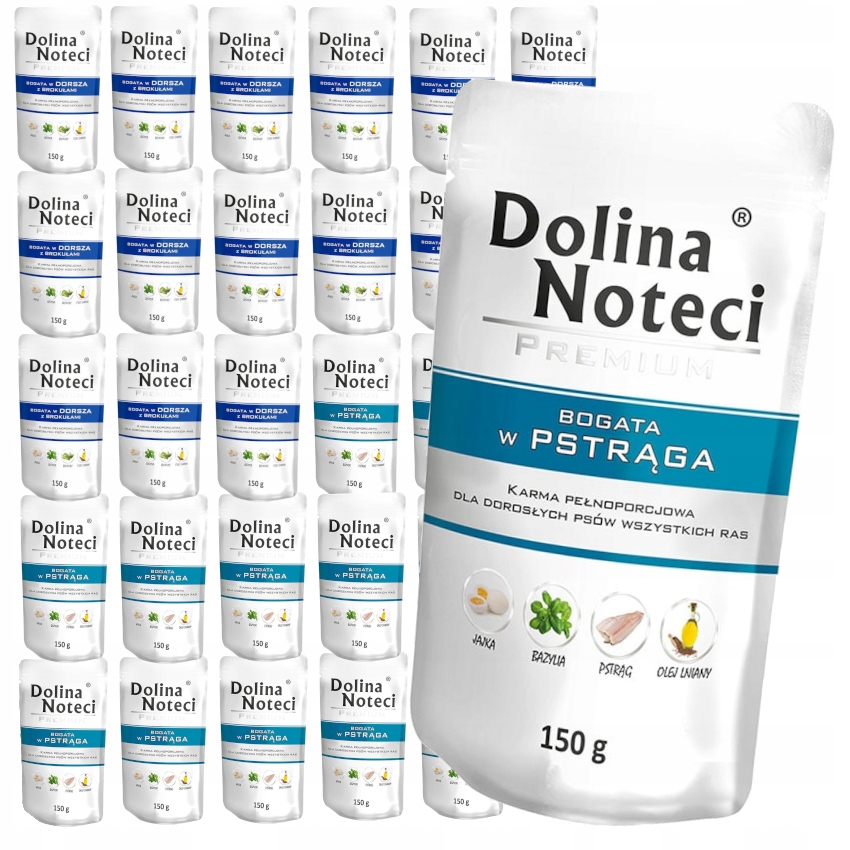 Levně Dolina Noteci Premium Vlhké Krmivo pro psa Rybí příchutě 30x150g Příčesek Pstruh