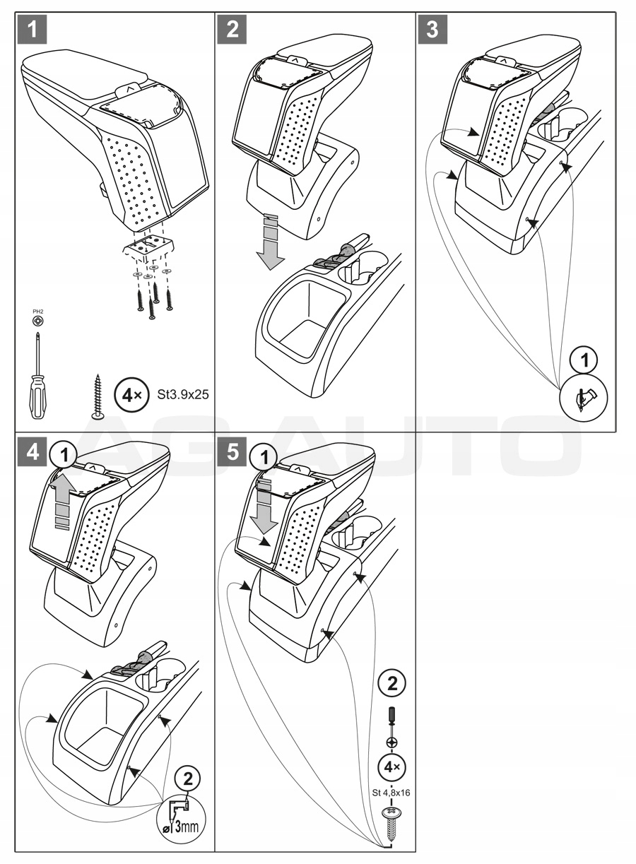 V00348 - ARM 2 ARMREST Ford Focus II, 2004 - > 2012