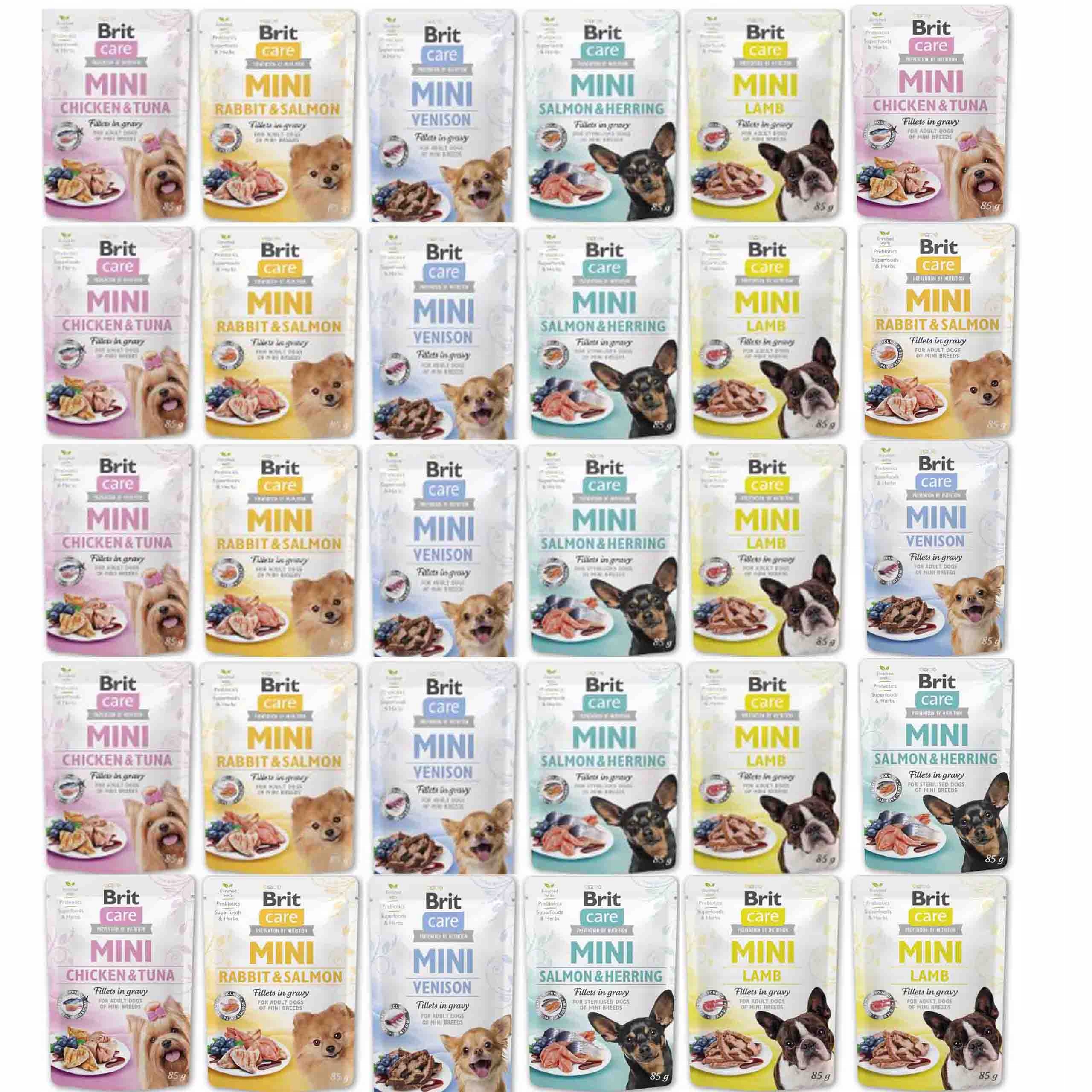 Levně Brit Care Mini pro Psa 30x85g MIX Chutí Vlhké krmivo Malé Psy Kapsičky