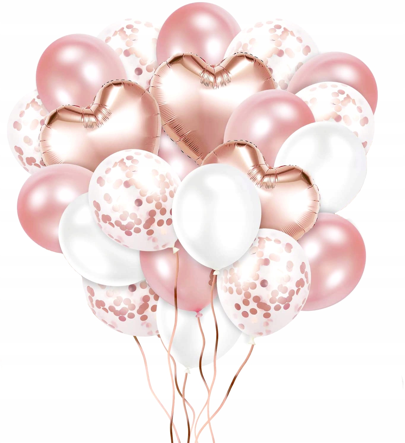 

Balony z Konfetti Bukiet Rose Gold Serca 27szt