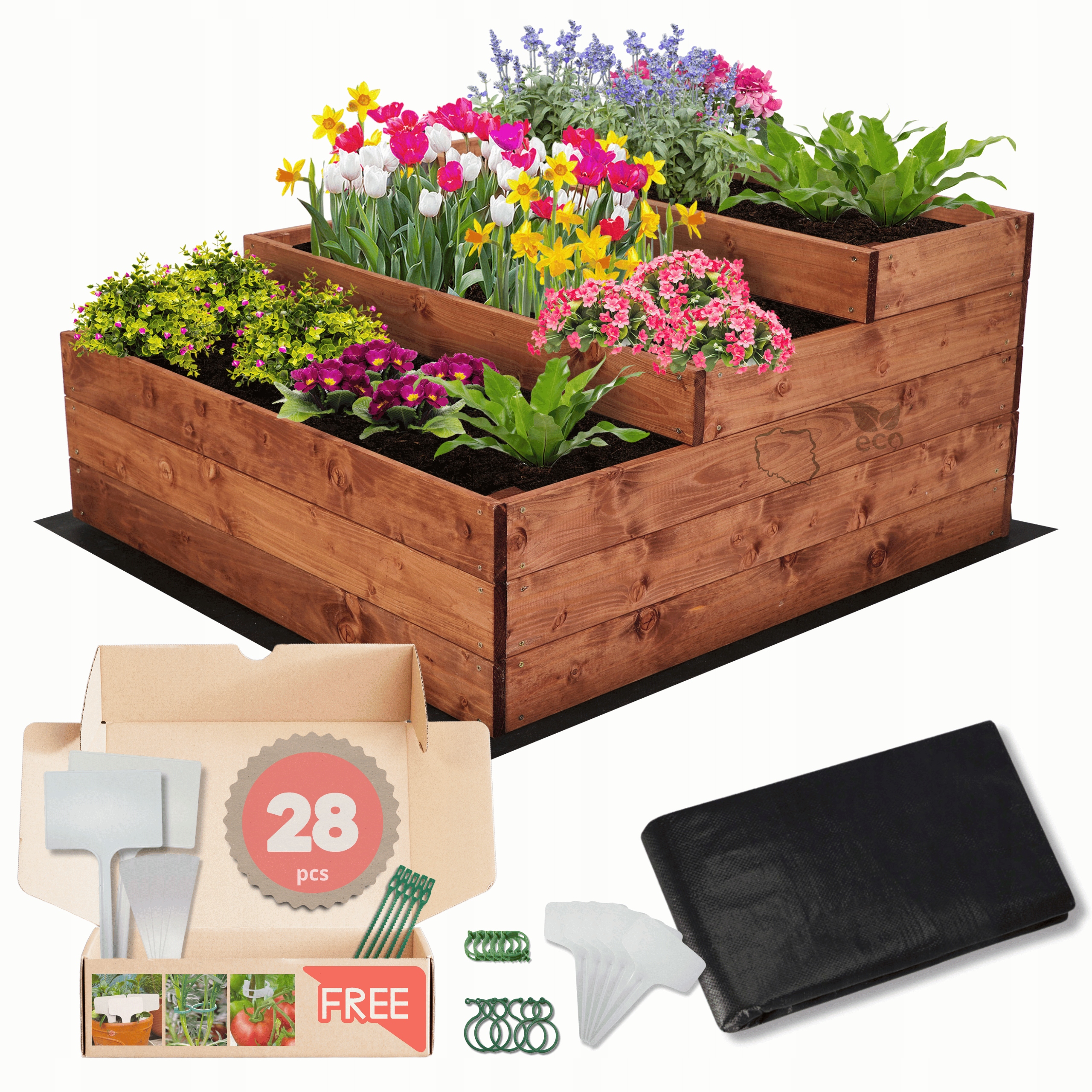 Zeleninový Záhon dřevěná truhla květináč kaskádový záhon impregnace 45x90x90