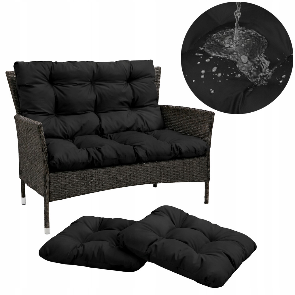 Set polštář na houpačku 100x60x50 2x45/45 Černý