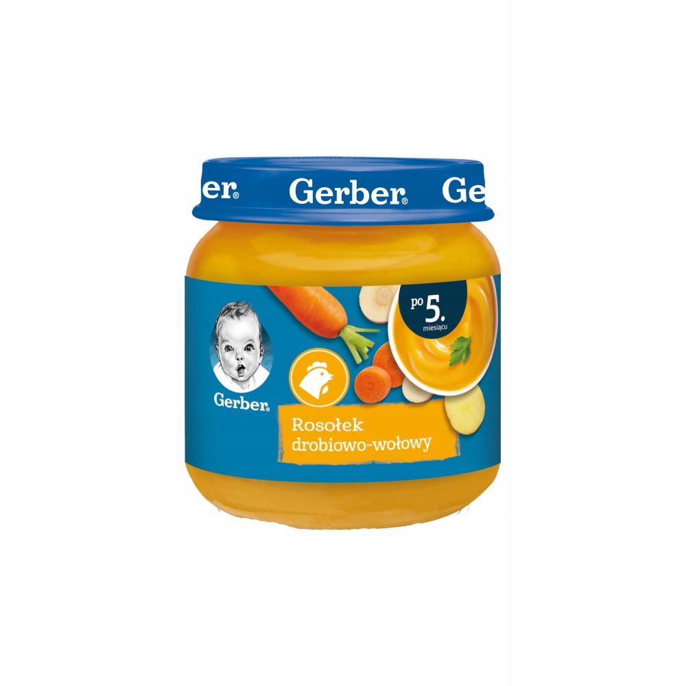 GERBER ROSOŁEK DROBIOWO-WOŁOWY Z KASZKĄ MANNĄ 125 G
