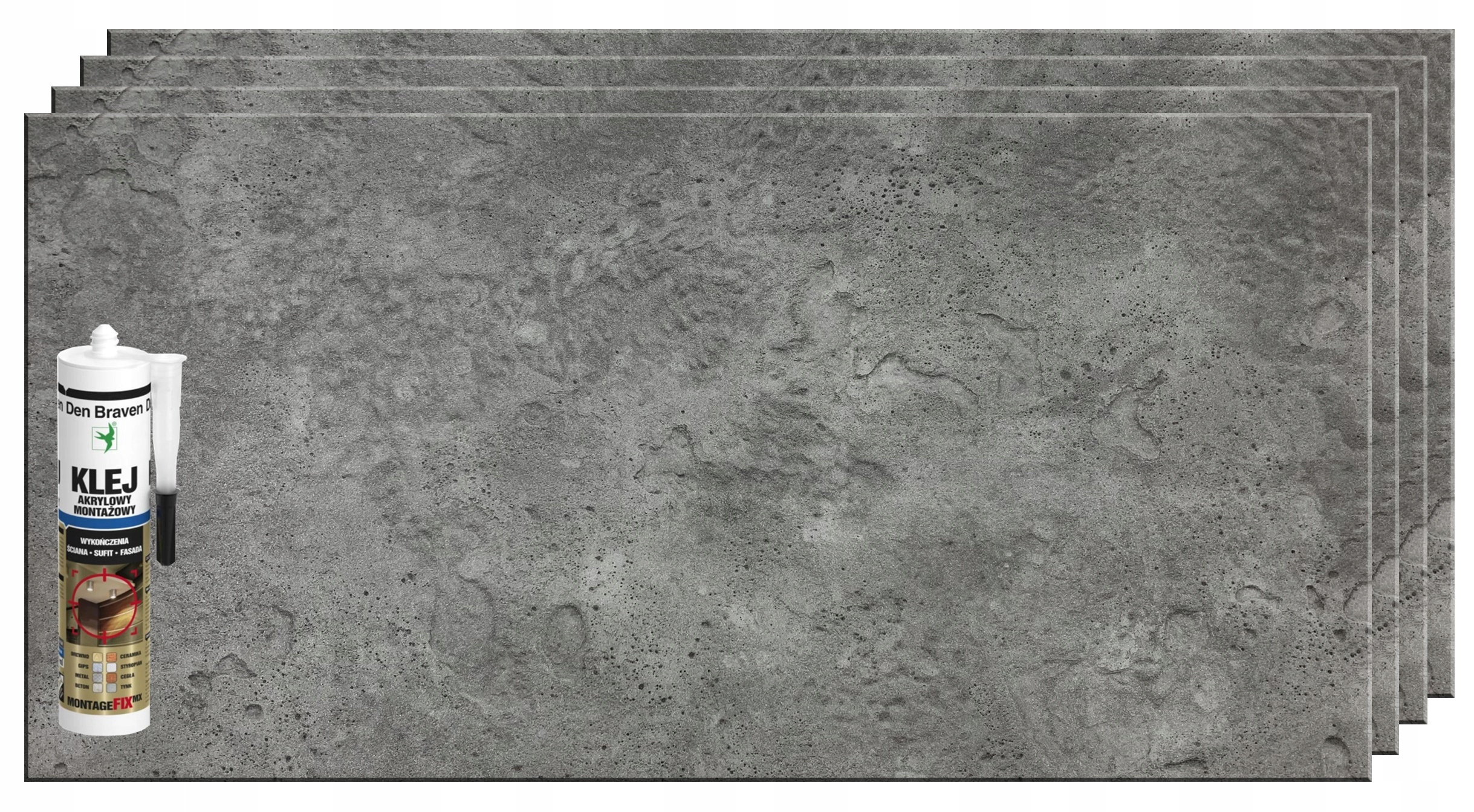 PANEL ścienne BETON szary 7014 2m2+klej Den Braven