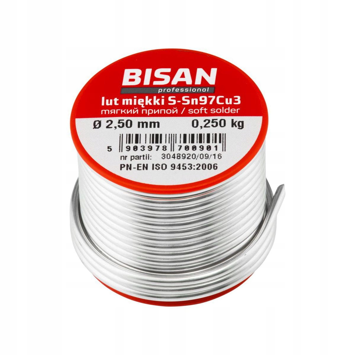 Rolka drutu lutowniczego 2.5 mm 250 g Bisan