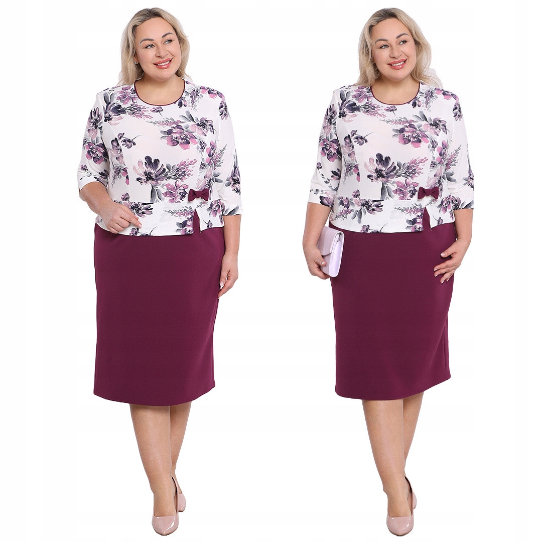 Fialová šaty s květinami plus size velikost 52